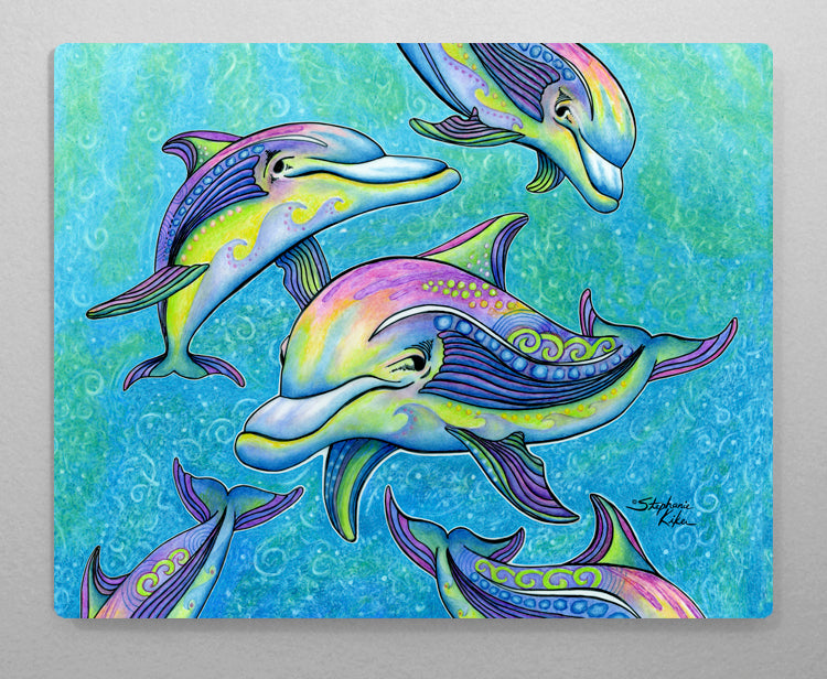 Rainbow Dolphin Aluminum Wall Art