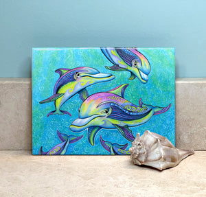 Rainbow Dolphin Ceramic Tile