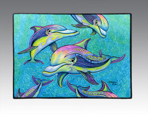 Rainbow Dolphins Door Mat