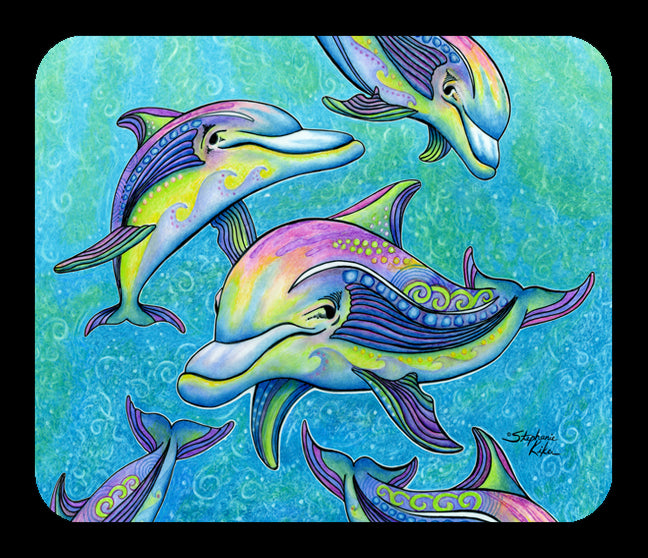 Rainbow Dolphins Mousepad