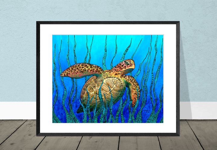 Sea Grass Turtle Print