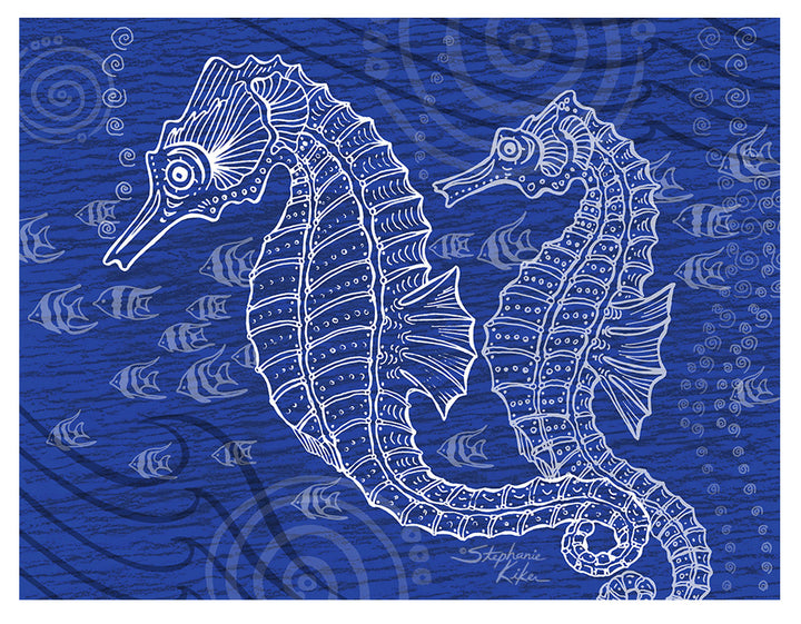 Seahorses One Color Print