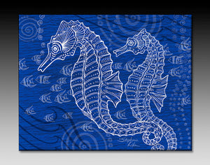 Seahorses One Color Ceramic Tile