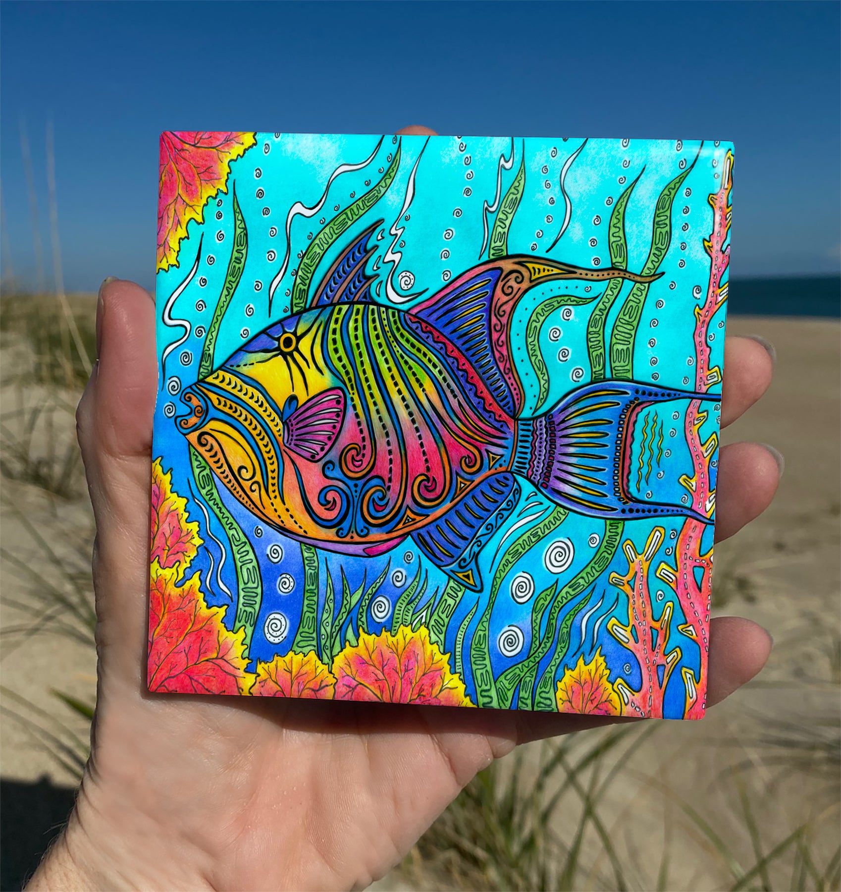 Triggerfish Ceramic Tile Wall Art and Backsplash Tiles by Outer