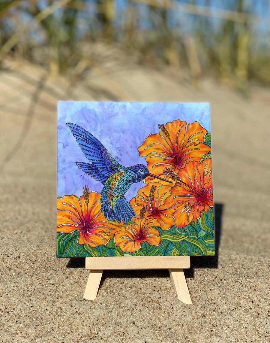 Tropical Hummingbird Ceramic Tile