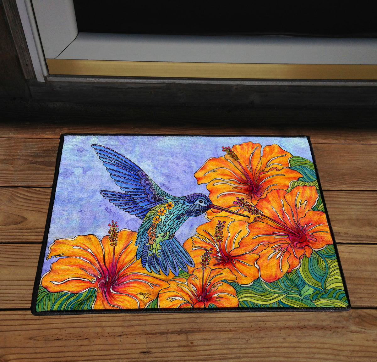 Hummingbird Welcome Mat Tropical Hummingbird Door Mat – Stephanie Kiker Designs