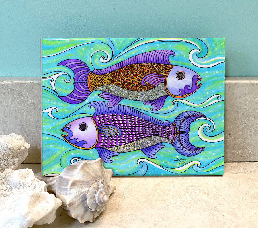 Two Fishes Ceramic Tile