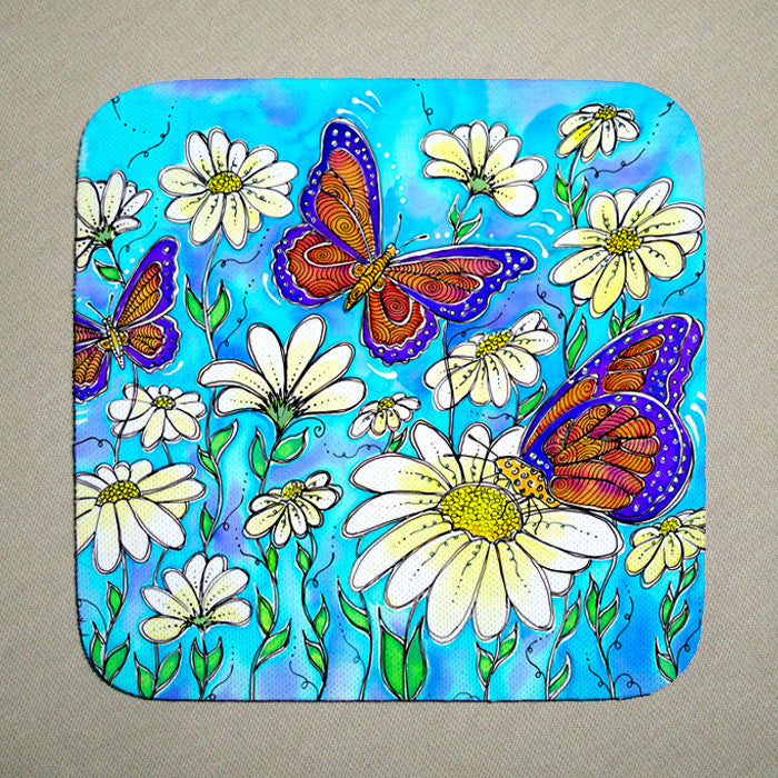 Butterflies on Daisies Coaster