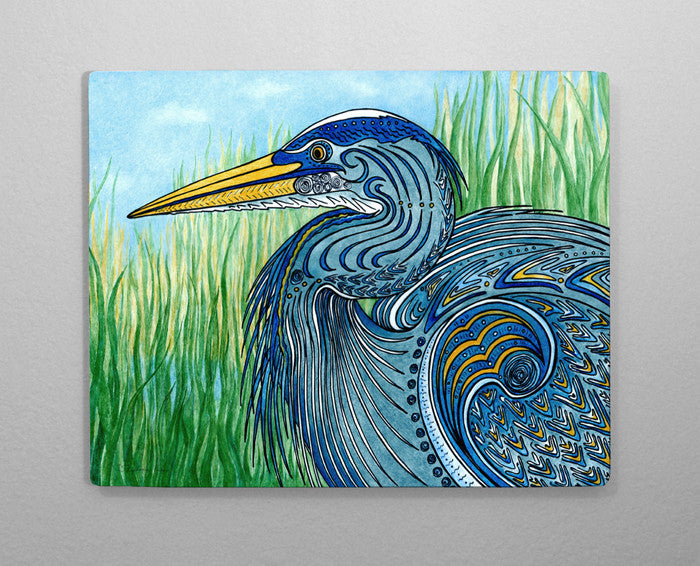 Great Blue Heron Aluminum Wall Art by Outer Banks, NC artist