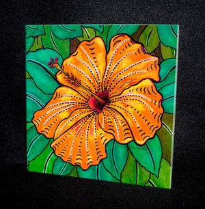 Hibiscus Ceramic Tile