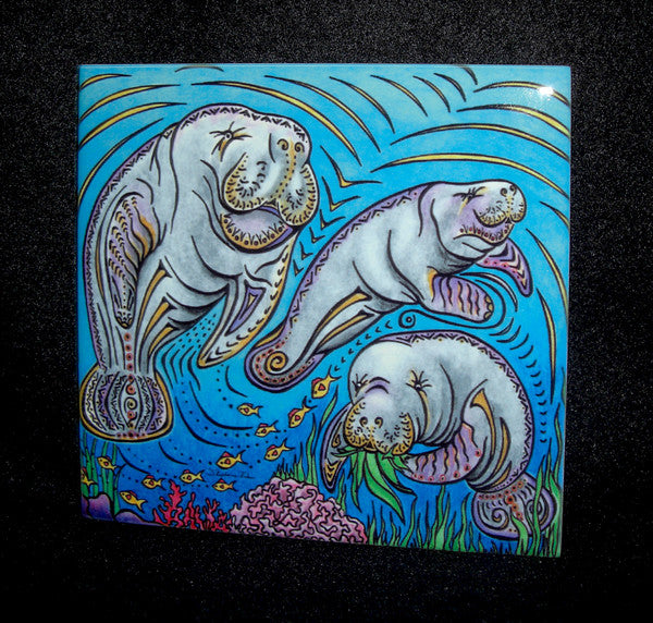 Manatee Tile Manatees Ceramic Tile Wall Art and Backsplash Tiles by Outer Banks NC ...