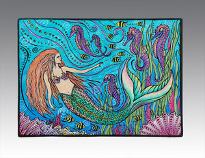 Mermaid and Seahorses Door Mat
