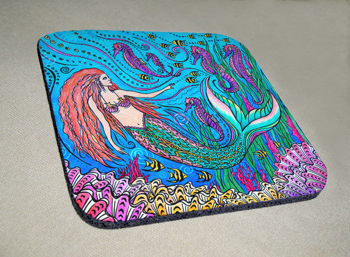 Mermaid and Seahorses Coaster