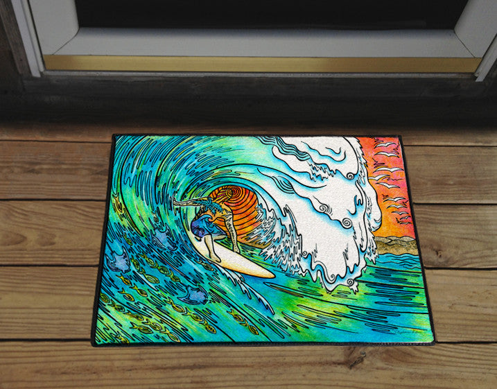 Sunset Surfer Door Mat